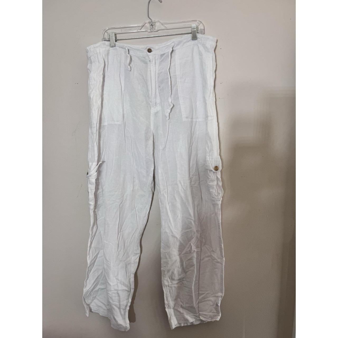 Style & Co Women's Tailored trousers - White - XL – Women's white surfer style cargo linen pants …