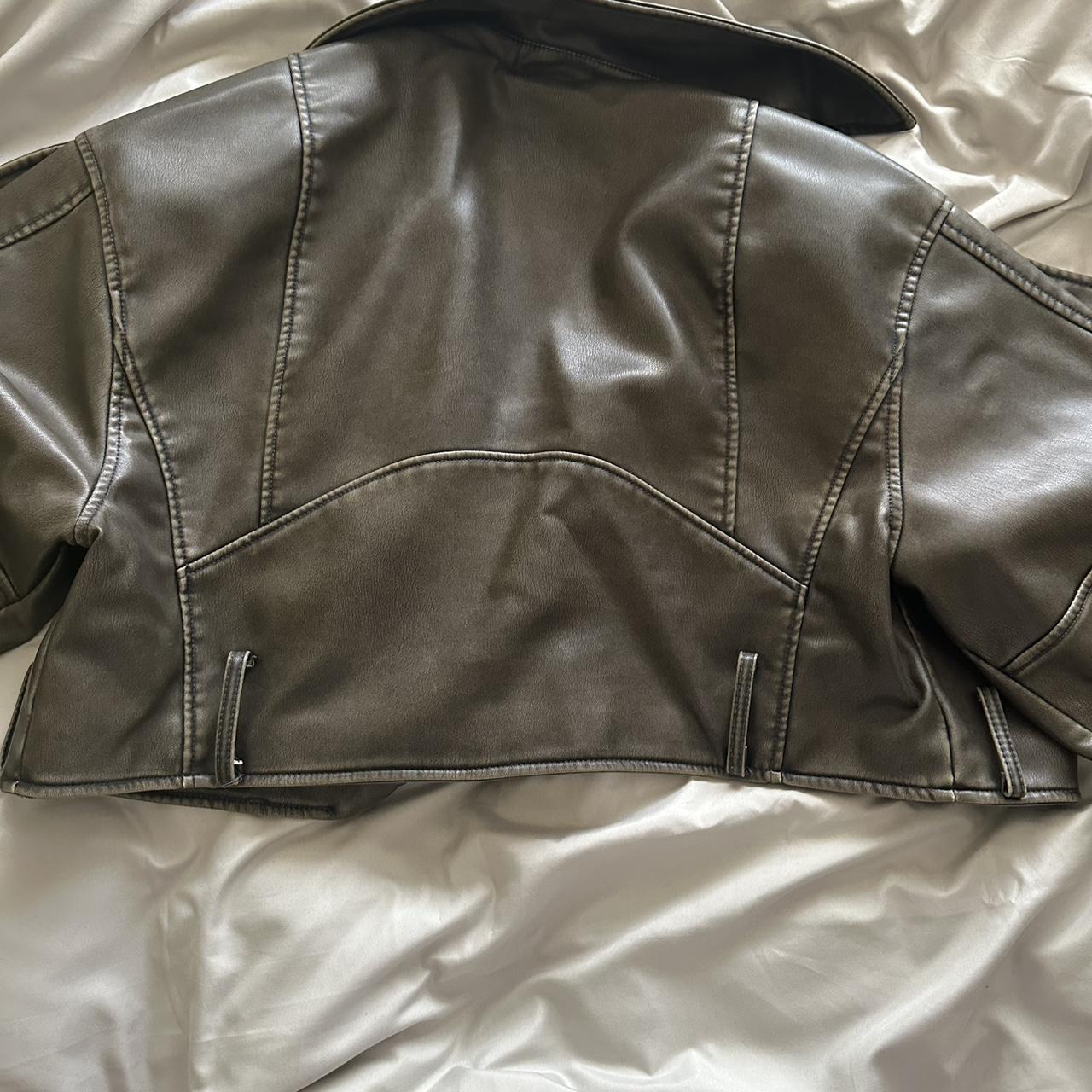 ZARA KHAKI LEATHER JACKET MOLLY MAE INSPIRED... Depop