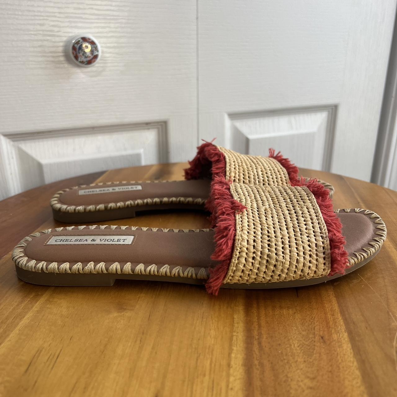 Red fringe sandals hotsell