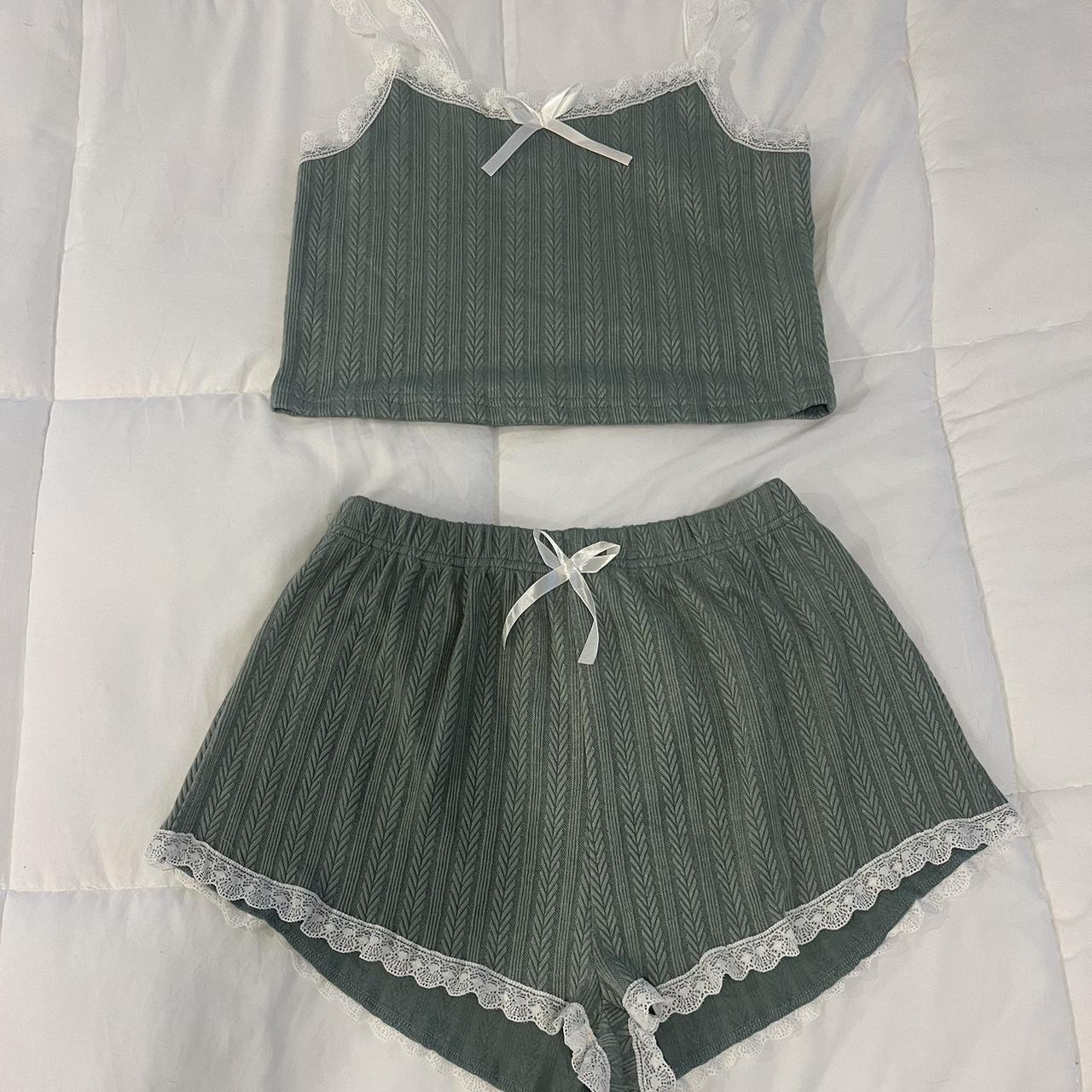 SHEIN sage green pj set Tried on once - Depop