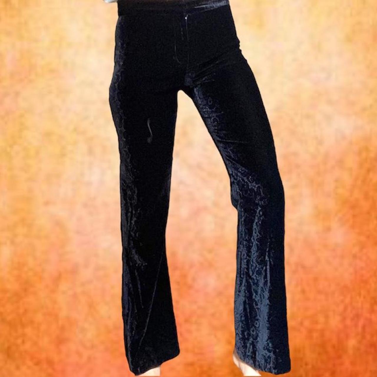 Vintage Black Velvet Capris Womens Black Velvet Trousers Medium to