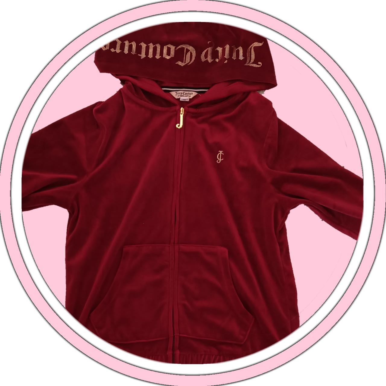 kid's velour juicy couture red zip-up jacket size... - Depop