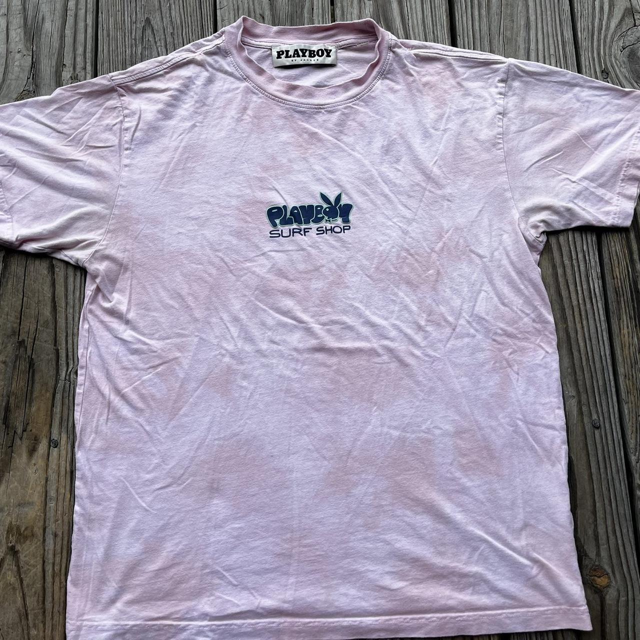 Playboy Surf Shop Pink Tie-Dye Short Sleeve T Shirt... - Depop