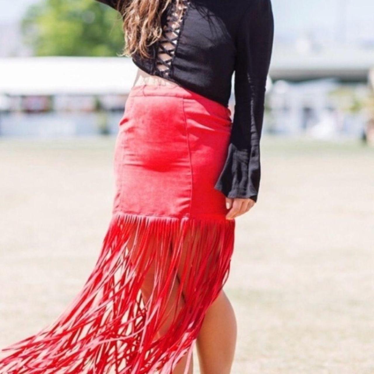 Mini Skirt Leather Fringe Skirt Red Red Leather Skirt H&m H&M