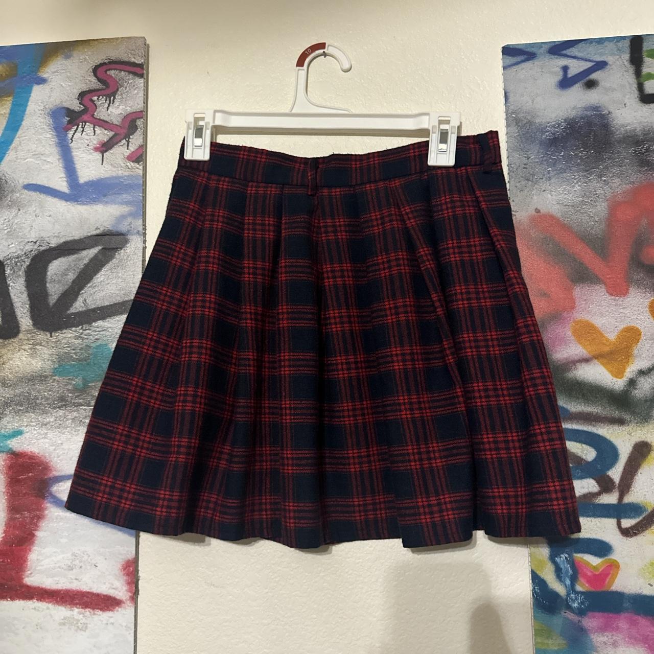 red plaid mini schoolgirl skirt #punk #emo... - Depop