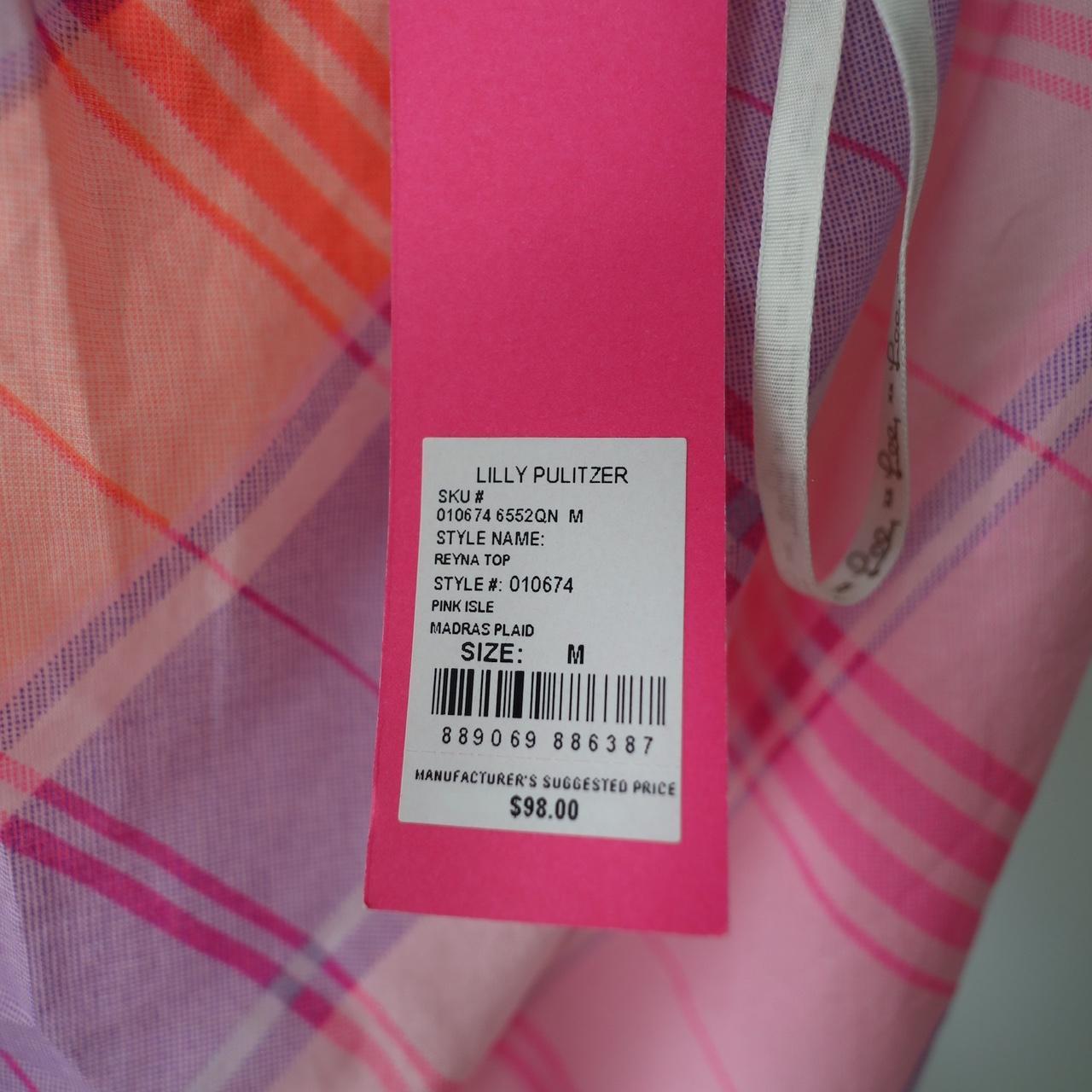 Lilly Pulitzer Reyna Top selling Madras Plaid Pink Isle Sz M