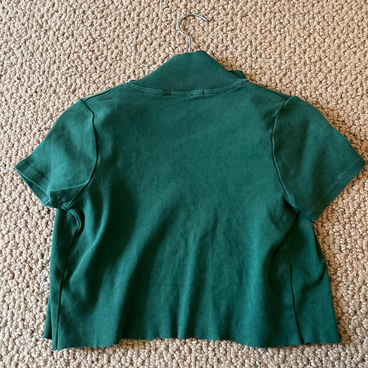 Green Brandy Melville cropped buttonup top... Depop