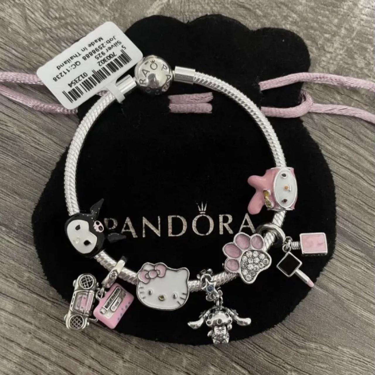 Pandora charm bracelet with Hello kitty, kuromi,and... - Depop