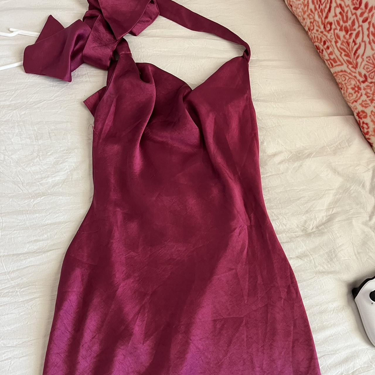 hello molly cowl neck fuscia dress worn once for... - Depop