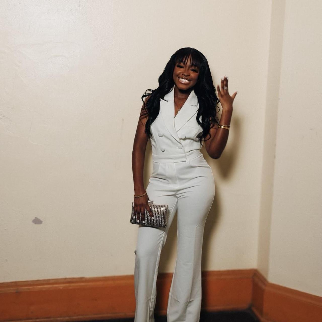 White fashion nova jumpsuit “Class Act” Bought it | Depop
