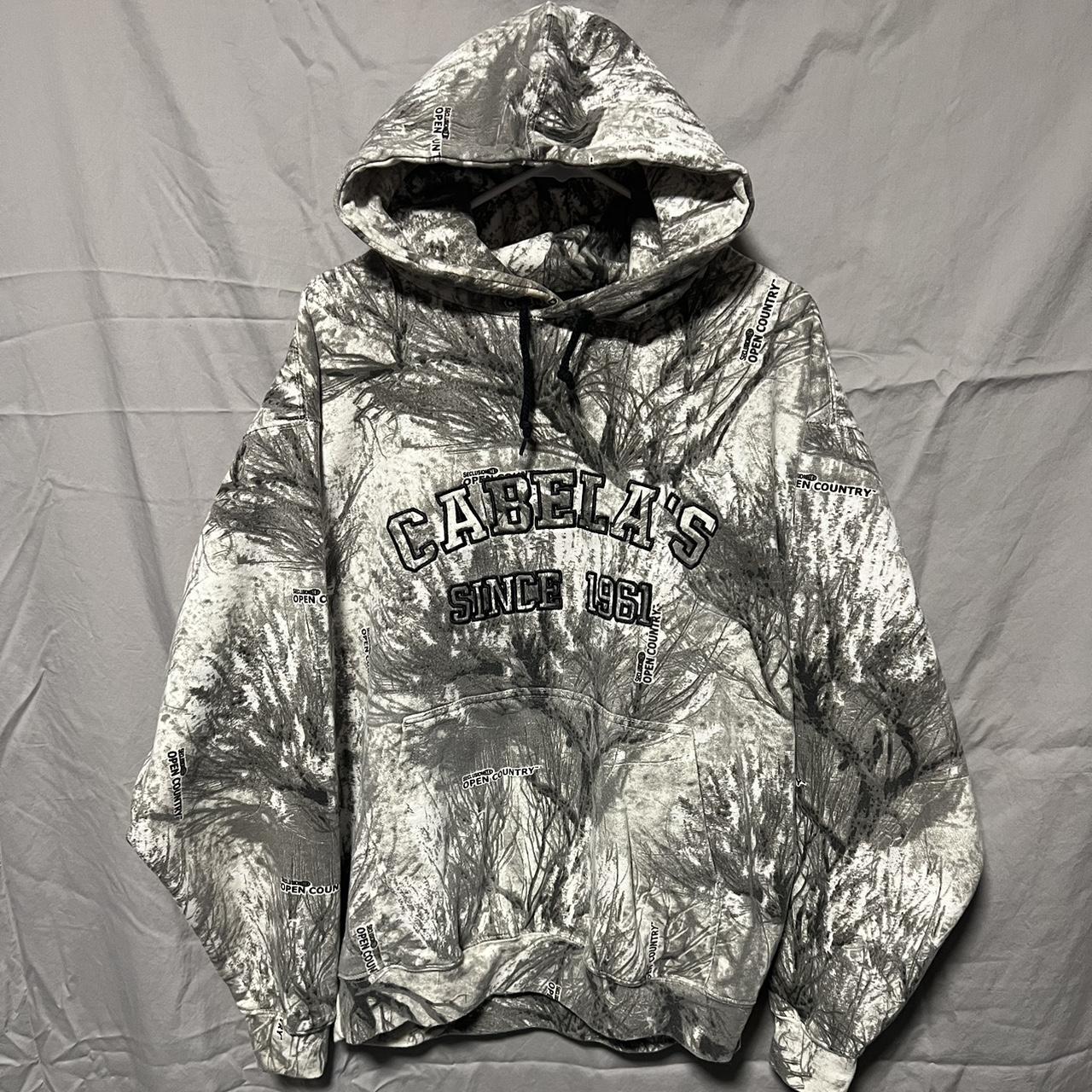 Cabelas white 2025 camo hoodie