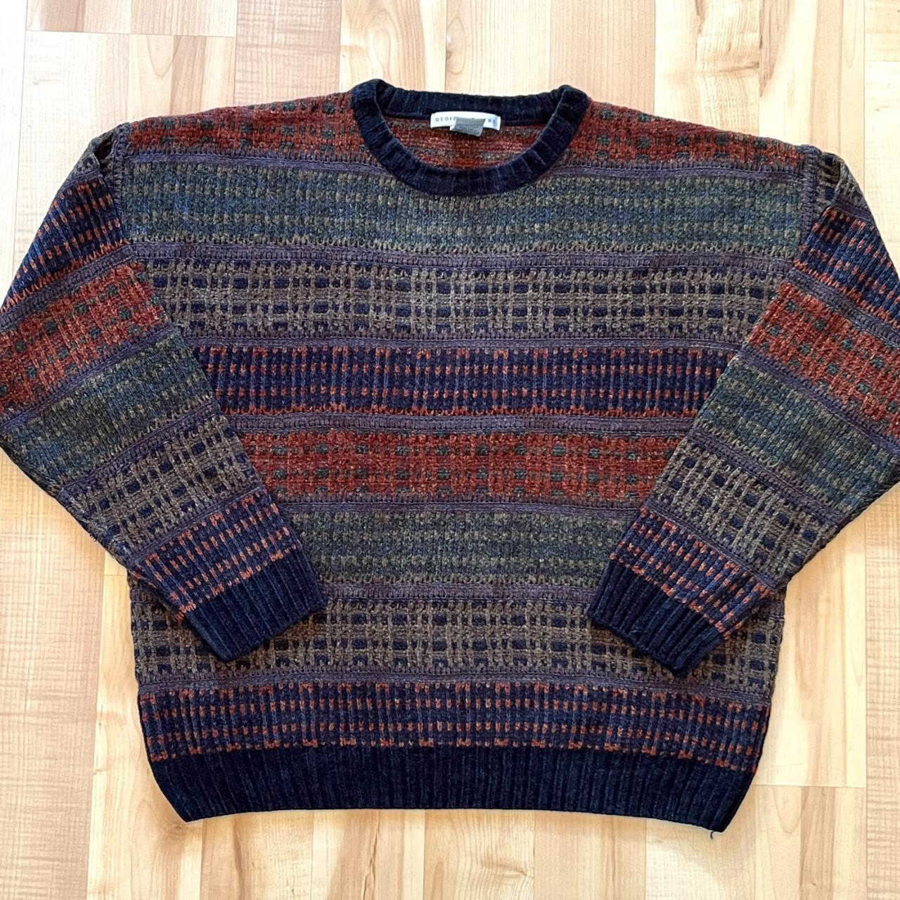 Vintage 90s Geoffrey Beene Sweater Unique Pattern... - Depop