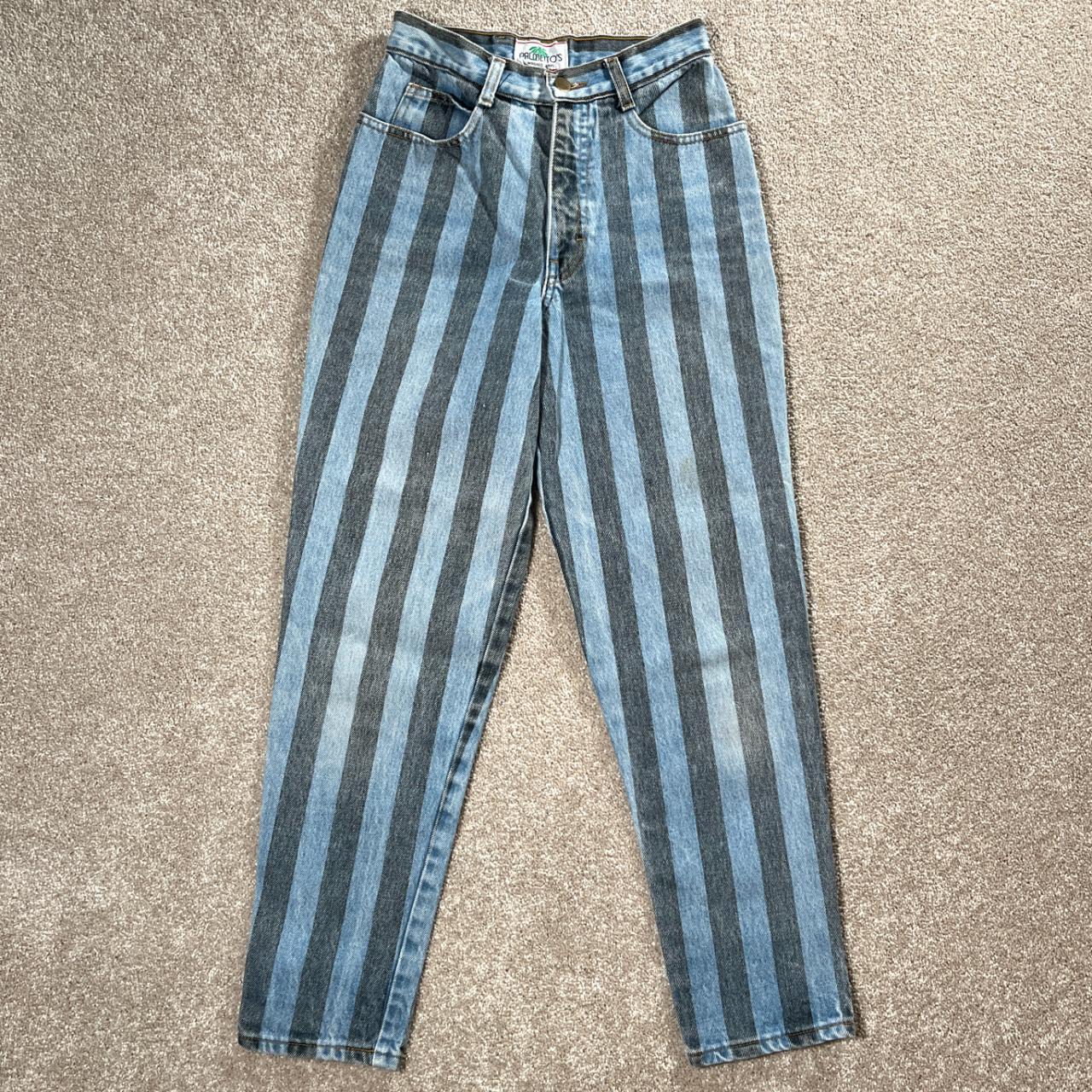Blue and white striped jeans