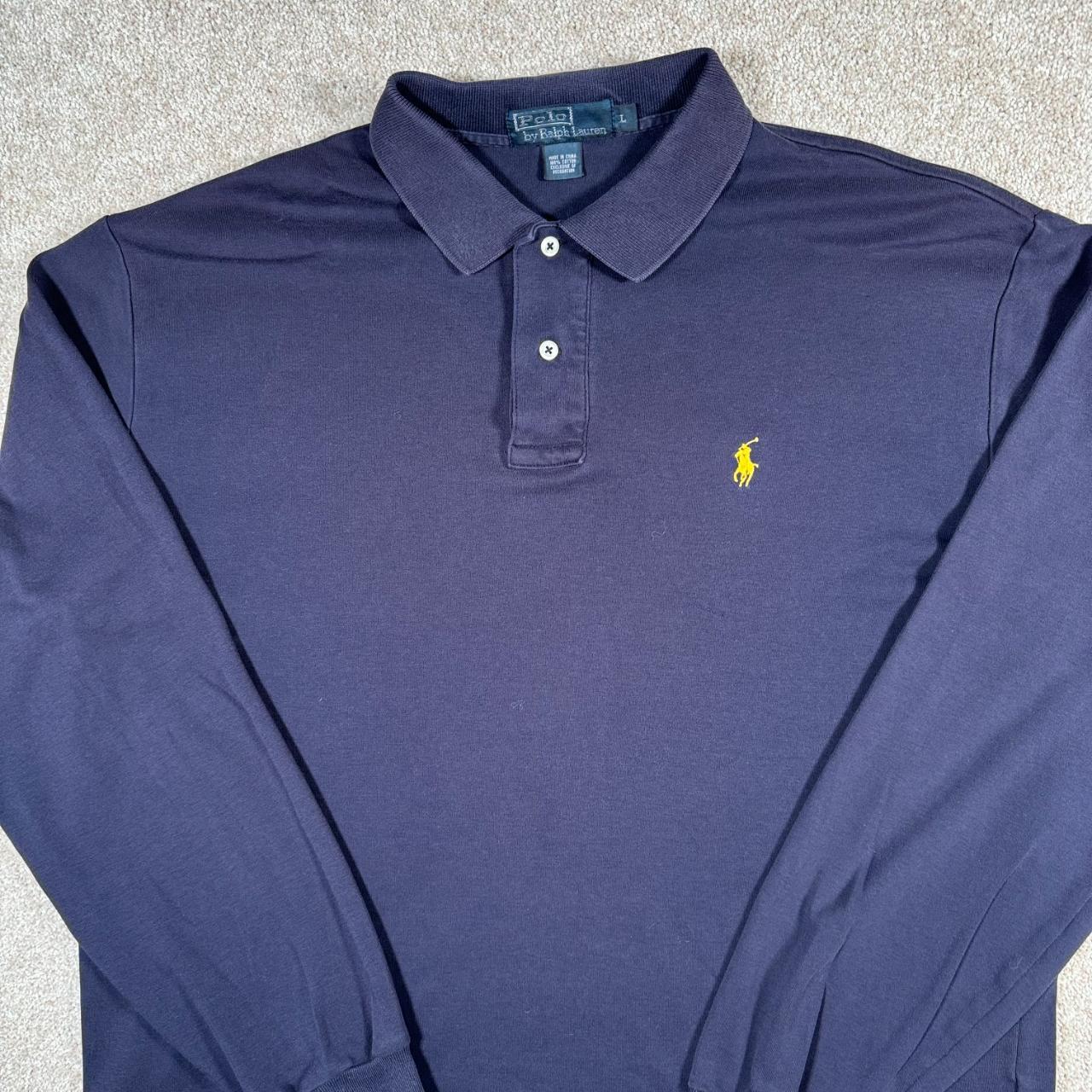 Polo Ralph Lauren Men's Large Navy Long Sleeve Rugby... - Depop