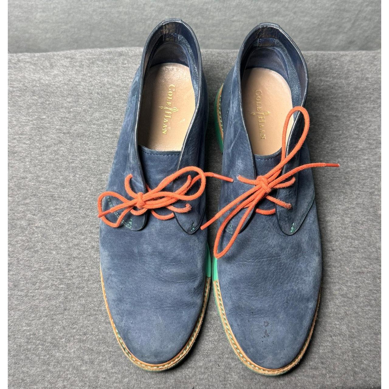 Cole Haan Women s Blue Pebbled Leather Lace Up