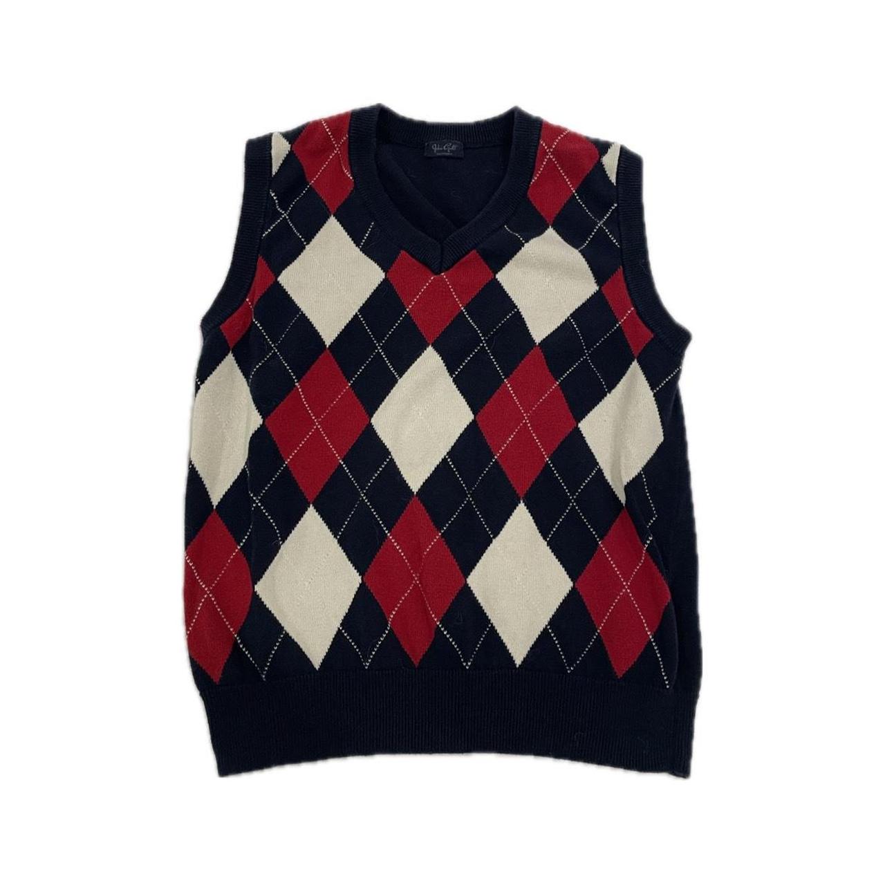 Red, Blue, White and Black Plaid Sweater Vest Worn... - Depop