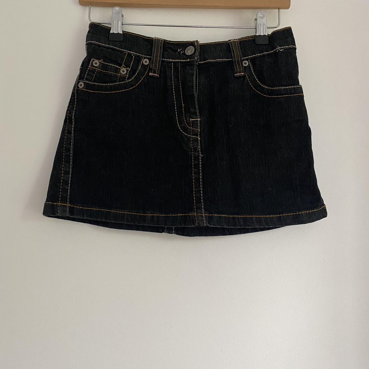 Black denim mini skirt size 10 best sale