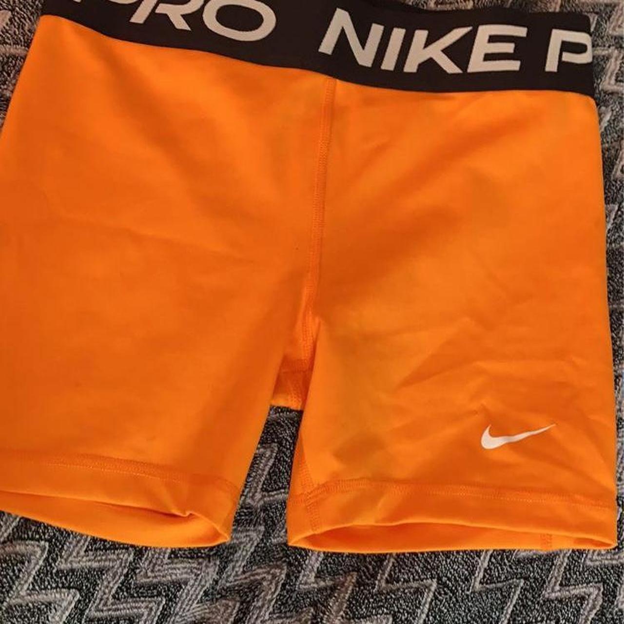 Orange Nike Pro Shorts Size Size Large Girls Never Depop 6235