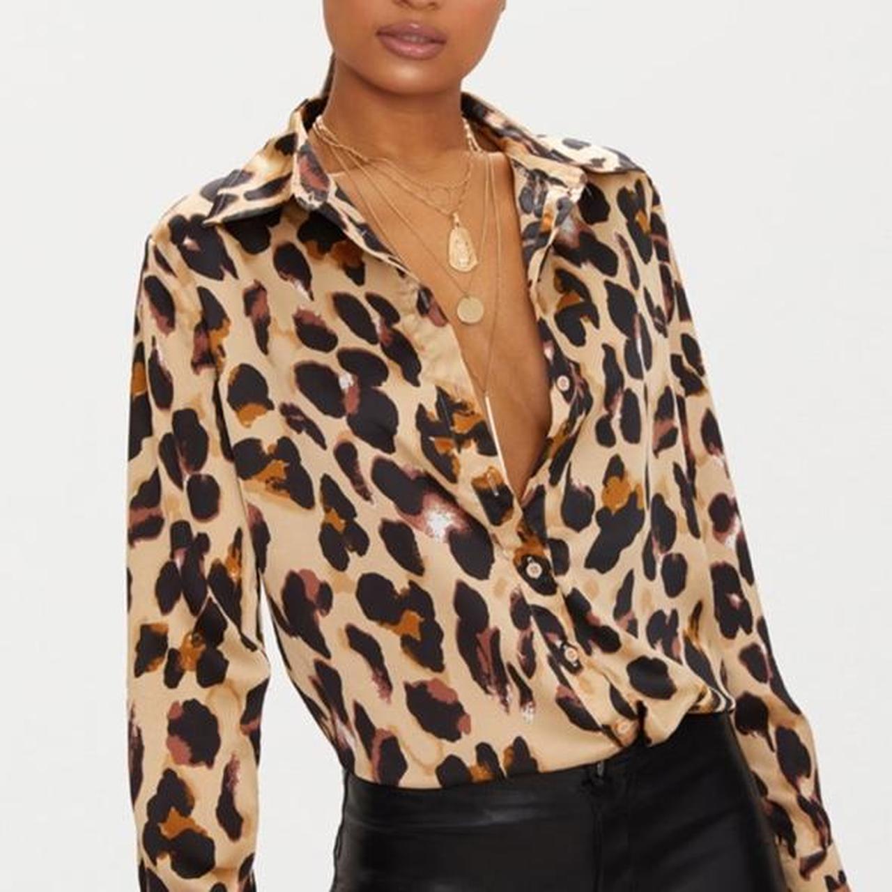 PLT Silk Cheetah Print top! Worn a good amount of... - Depop
