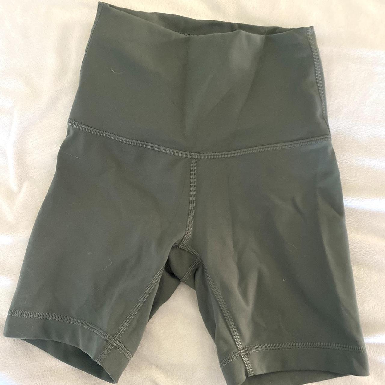 green lululemon mid length biker shorts! washes, but... - Depop