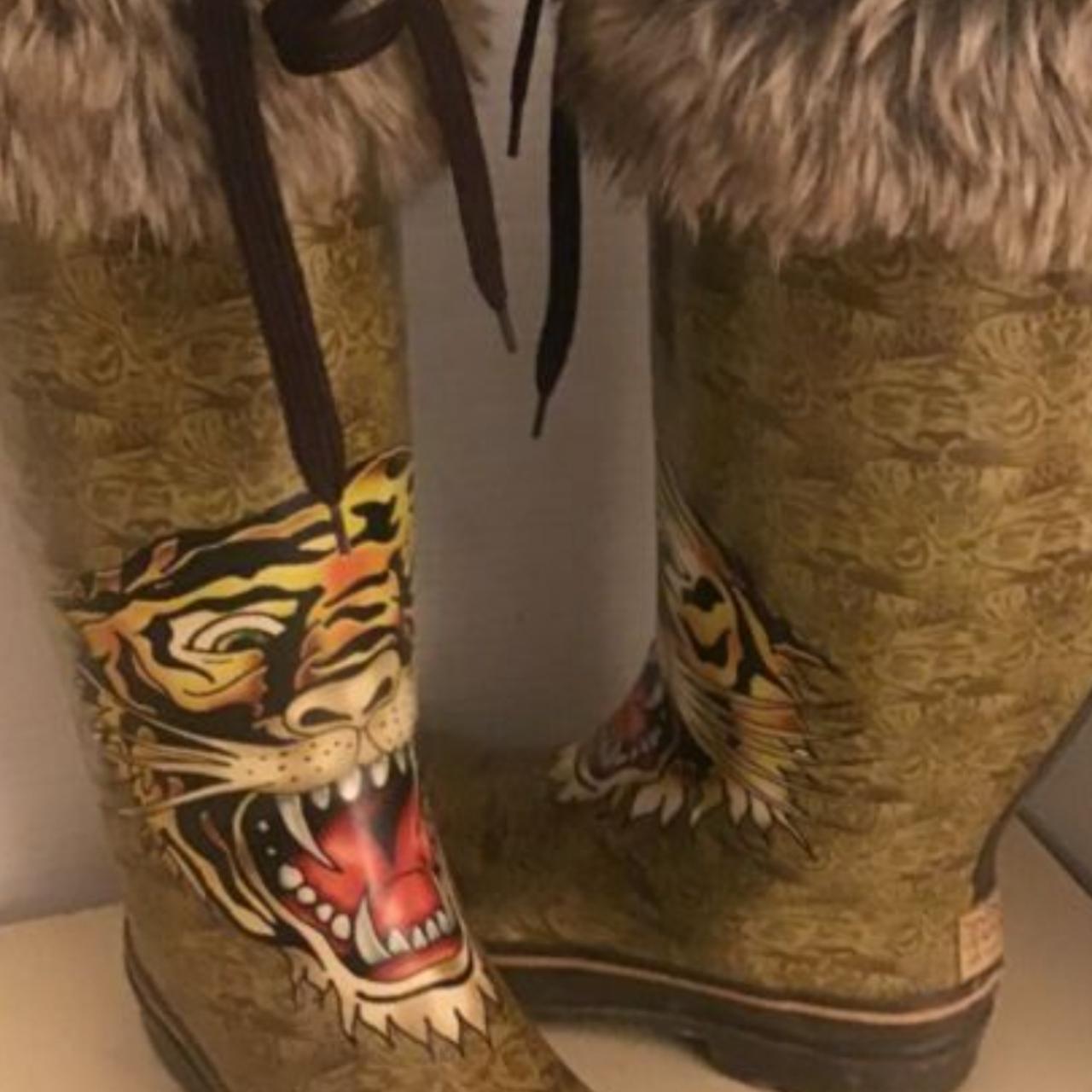 Authentic Ed Hardy Rubber Boots Perfect condition. Depop