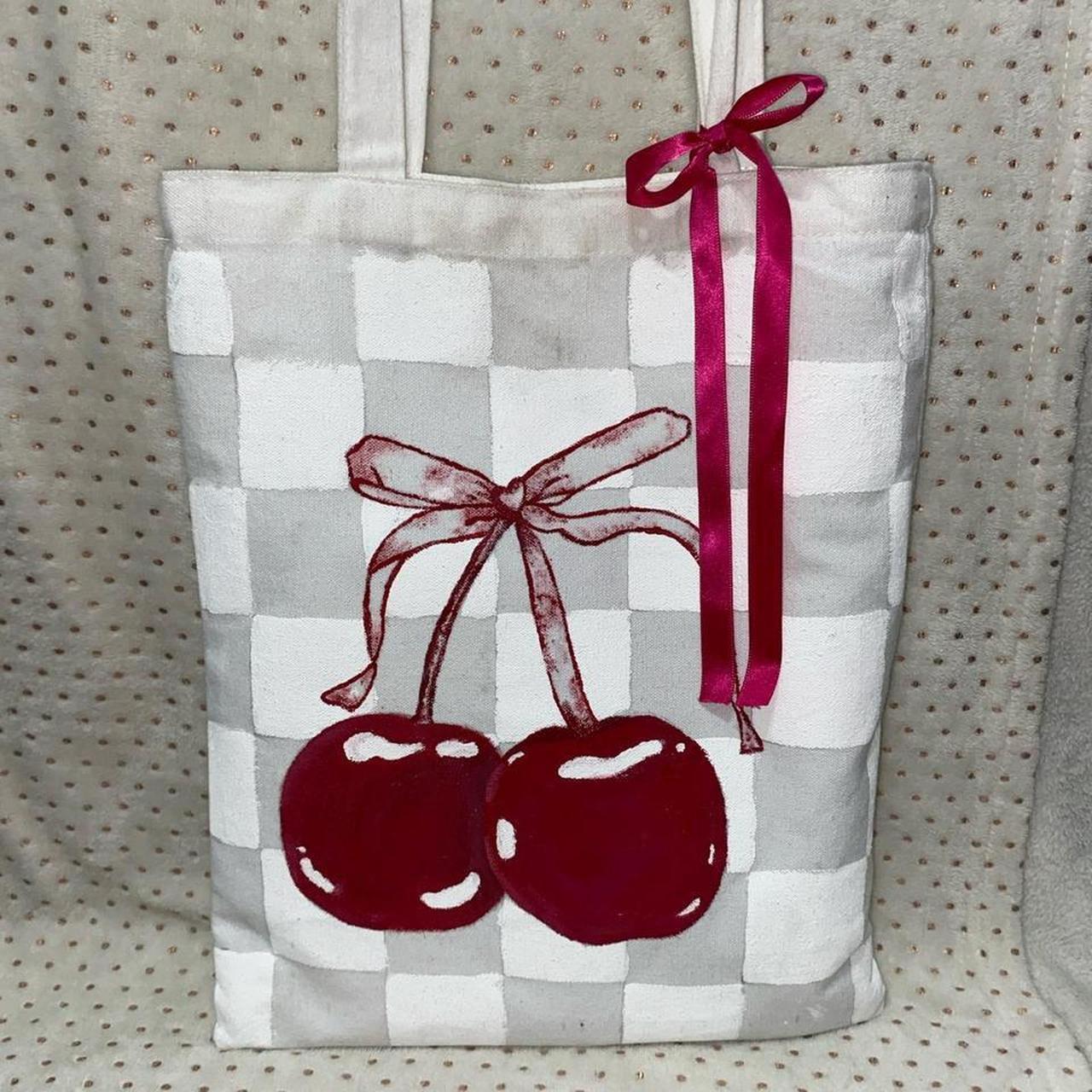 Handmade cherry tote bag back on sale💫 Hand | Depop