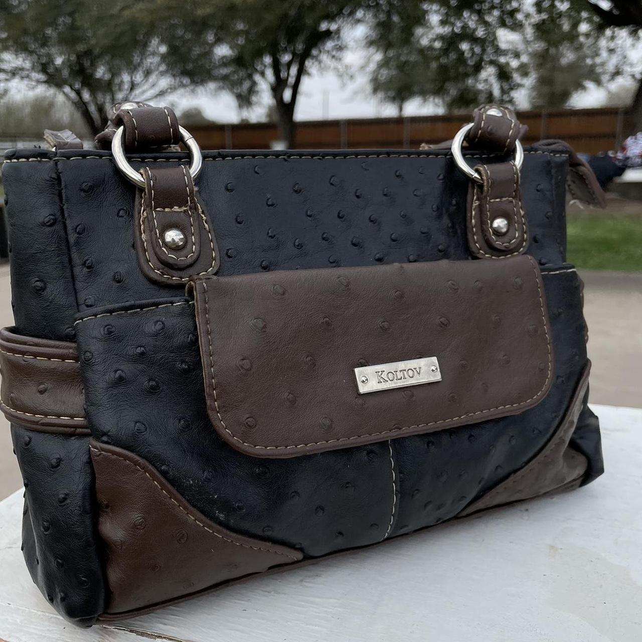 Black and brown Koltov purse with built in wallet in