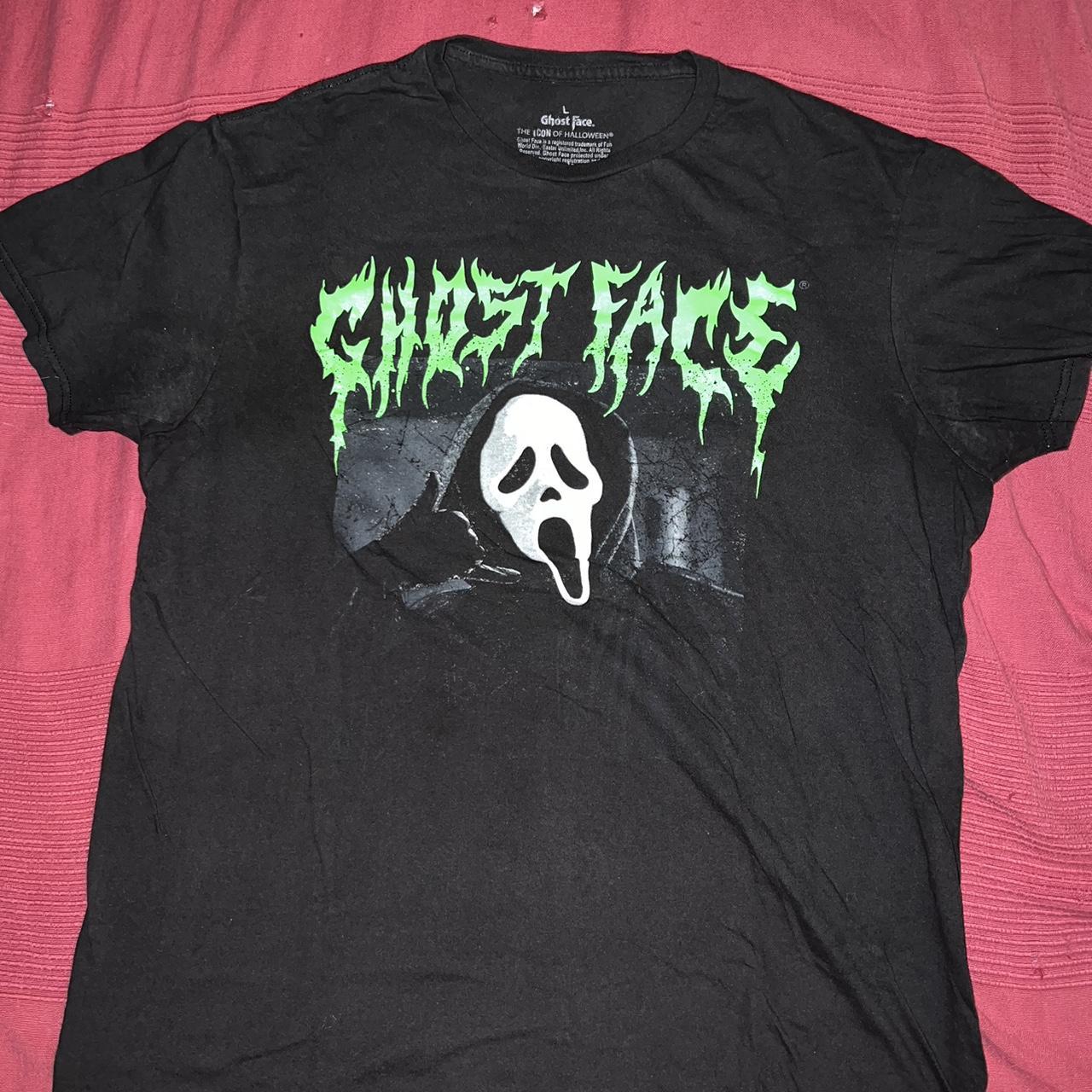 Ghost Face green and black t shirt used a couple times - Depop