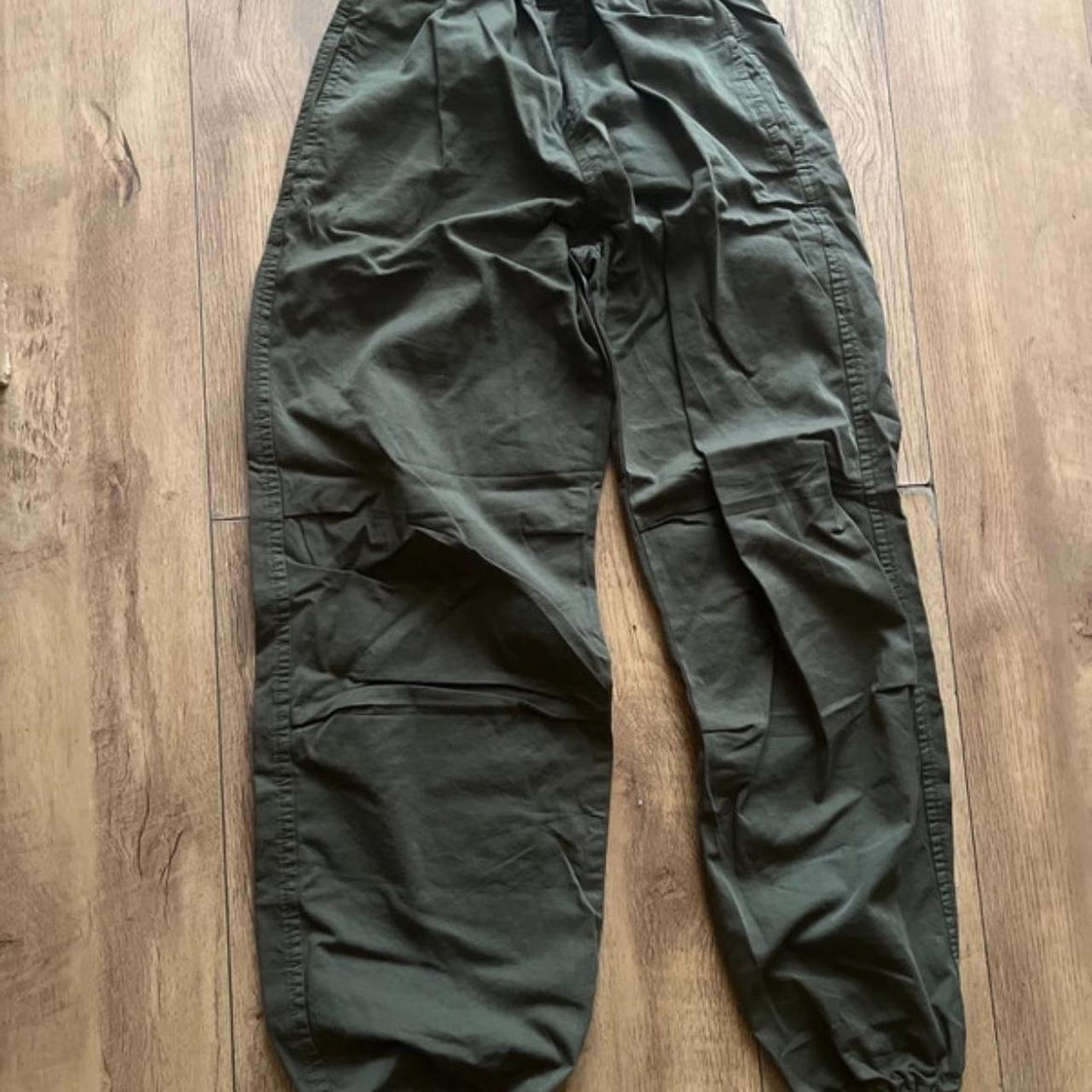 khaki parachute pants brand new without tags - Depop
