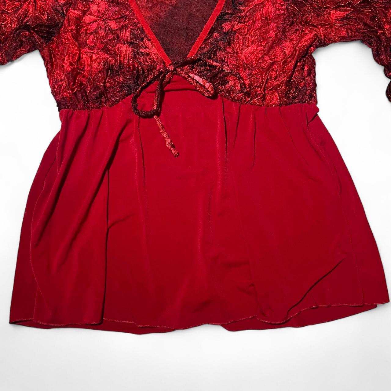 Ing women's vintage red and burgundy y2_k whimsygoth fairy blouse
