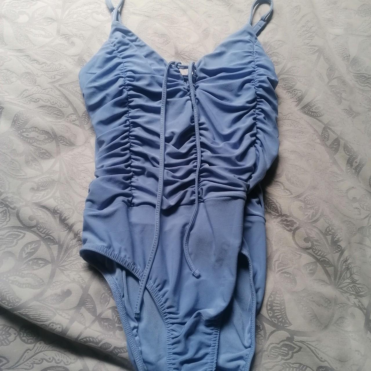 Blue Quiz Ruched Bodysuit No tags but never worn. - Depop