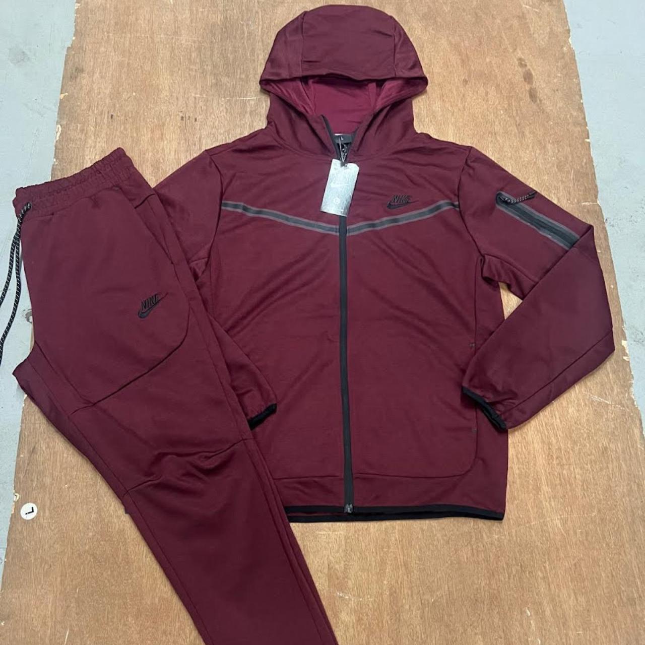 burgundy nike tech suit