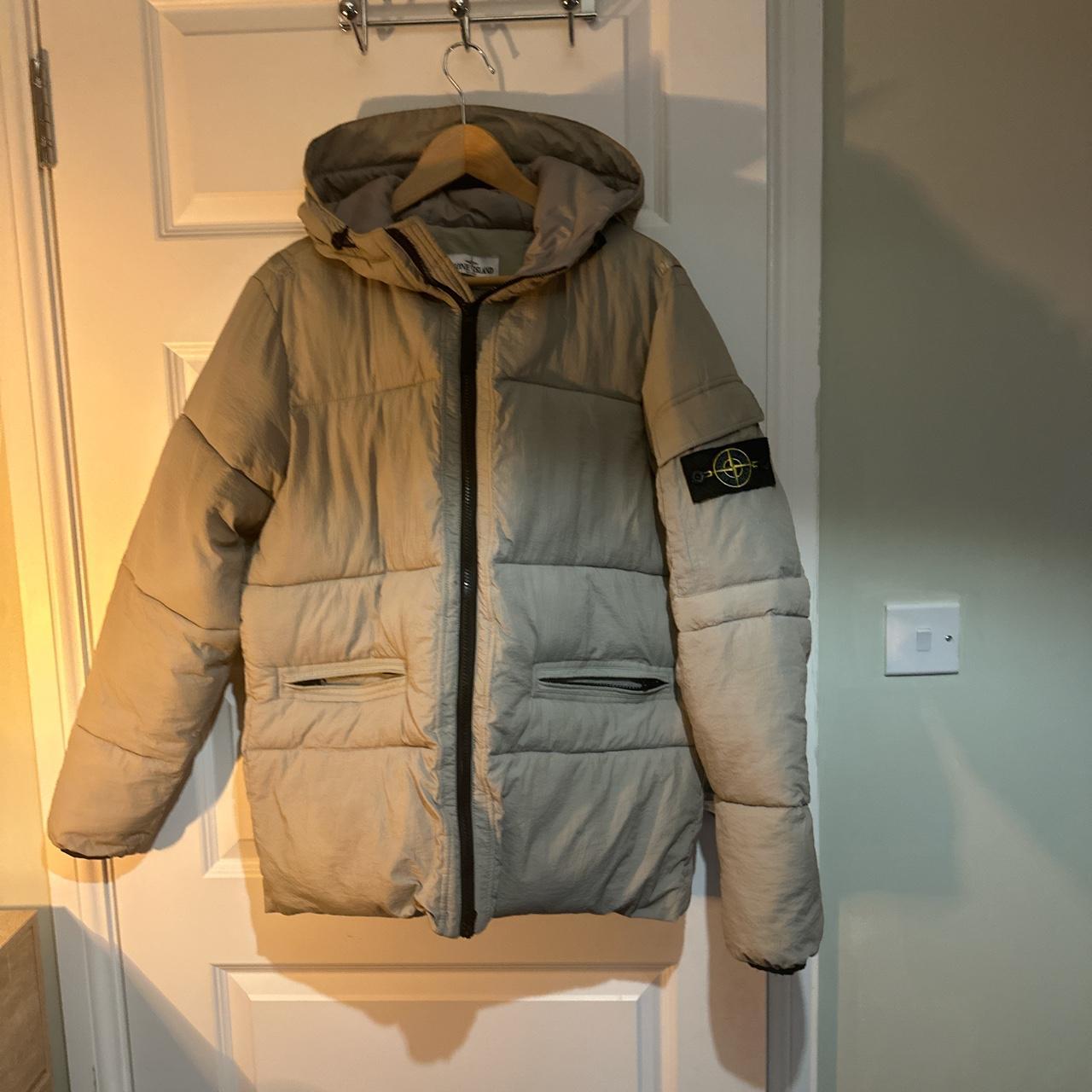 Grey stone island puffer coat only worn few times as... - Depop