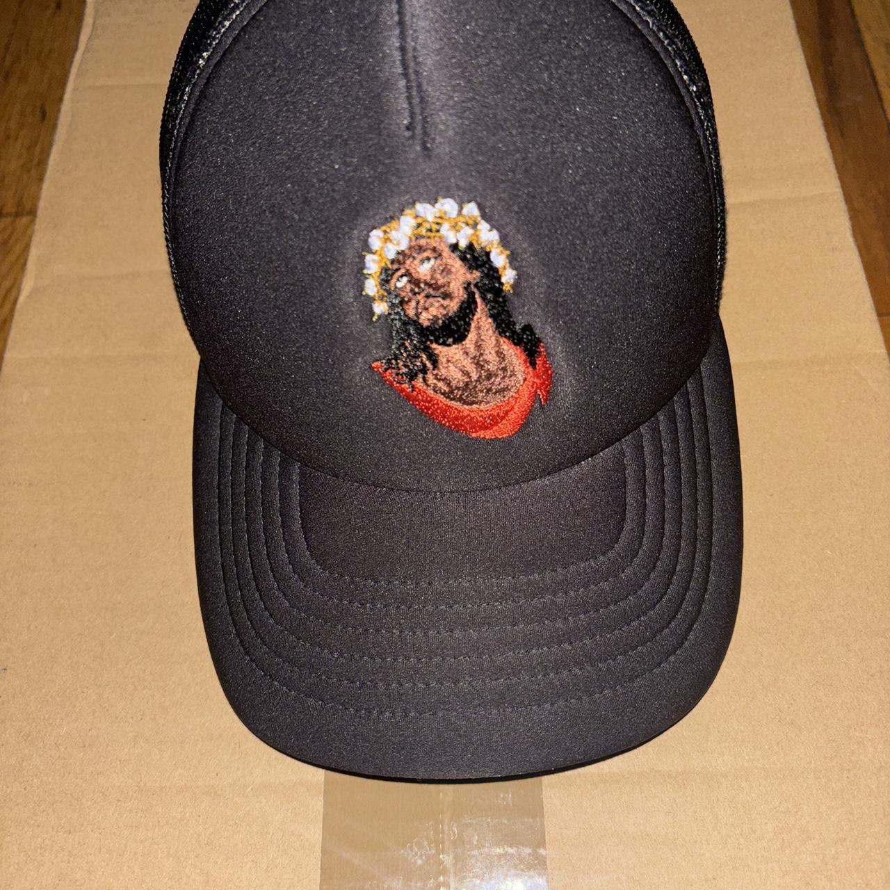 【希少】 DENIM TEARS Black Jesus Cap ブラック Denim Tears Black Jesus Trucker New without tags | Depop