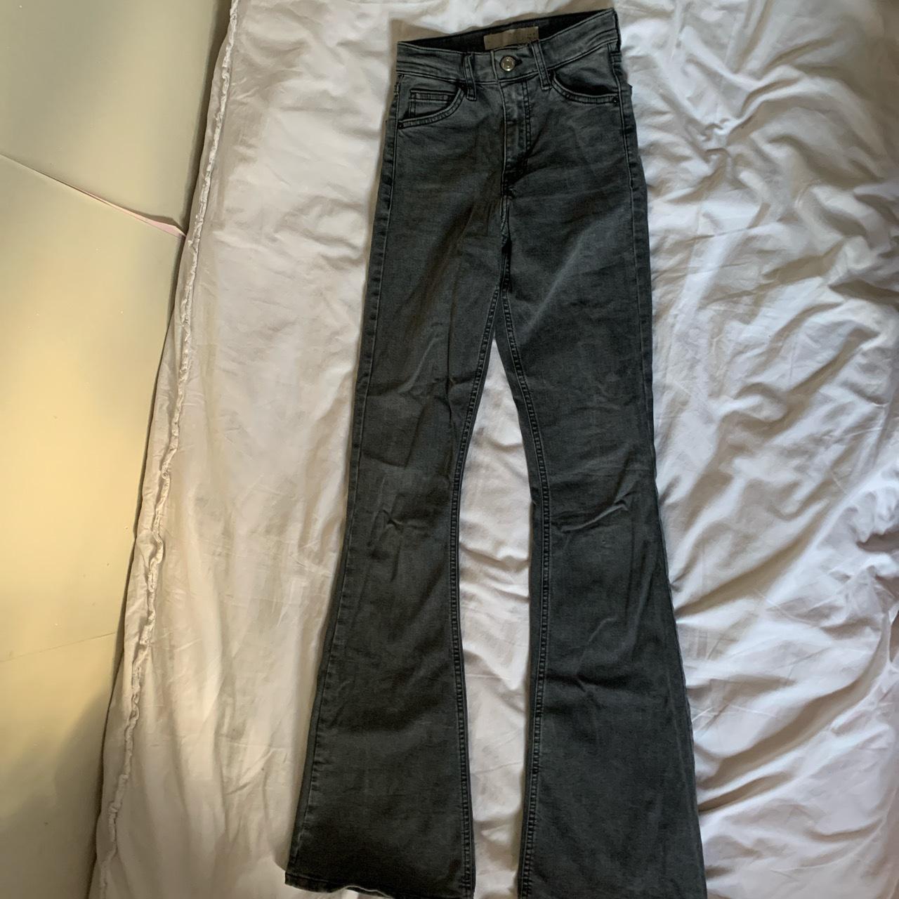 Topshop grey flares, so so flattering high waist.... - Depop