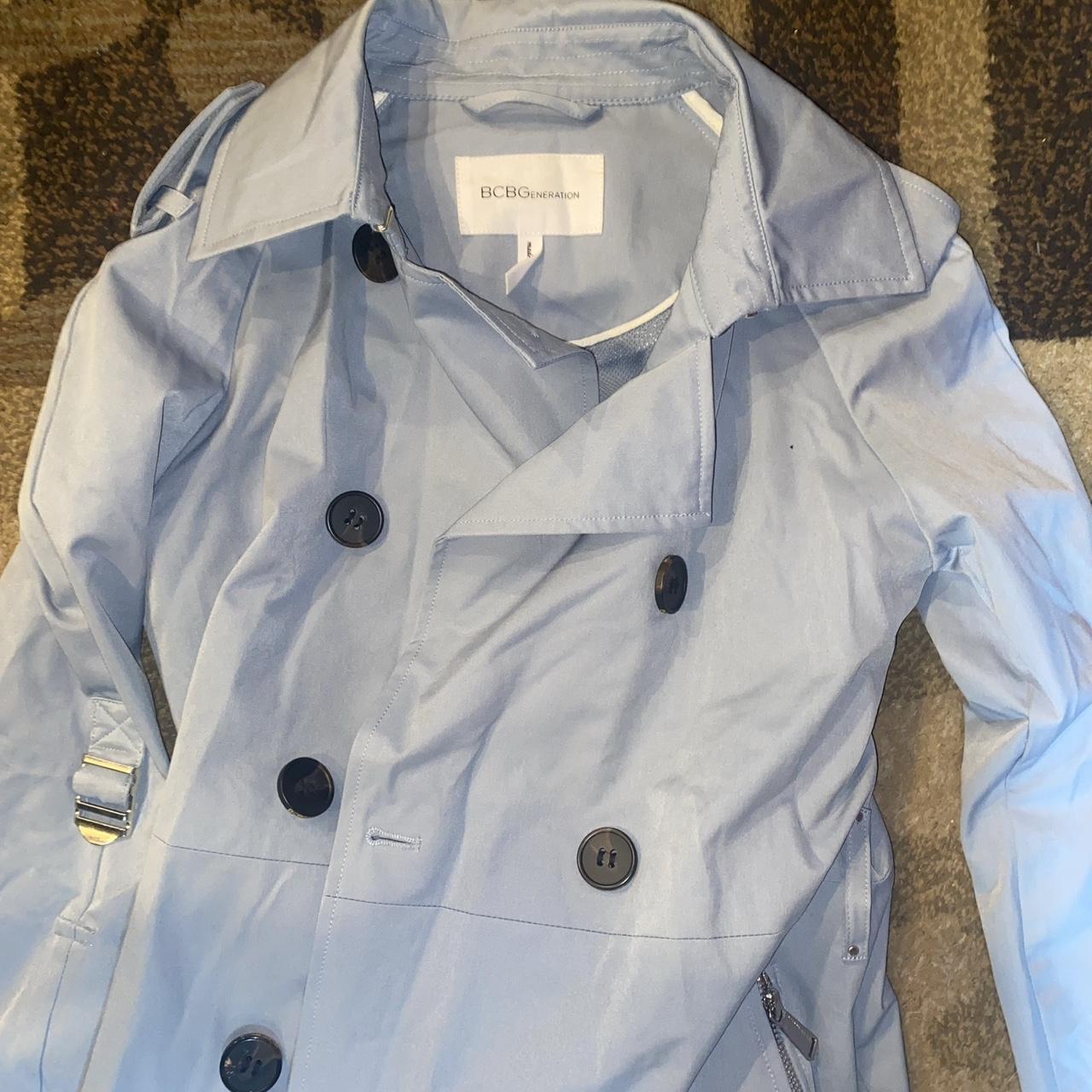 BCBGeneration XS Light Blue Trench Rain Jacket