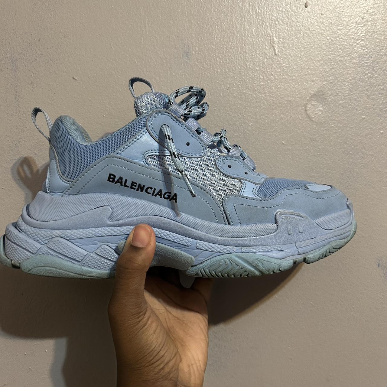 Solid baby blue Balenciaga triple s worn great... - Depop