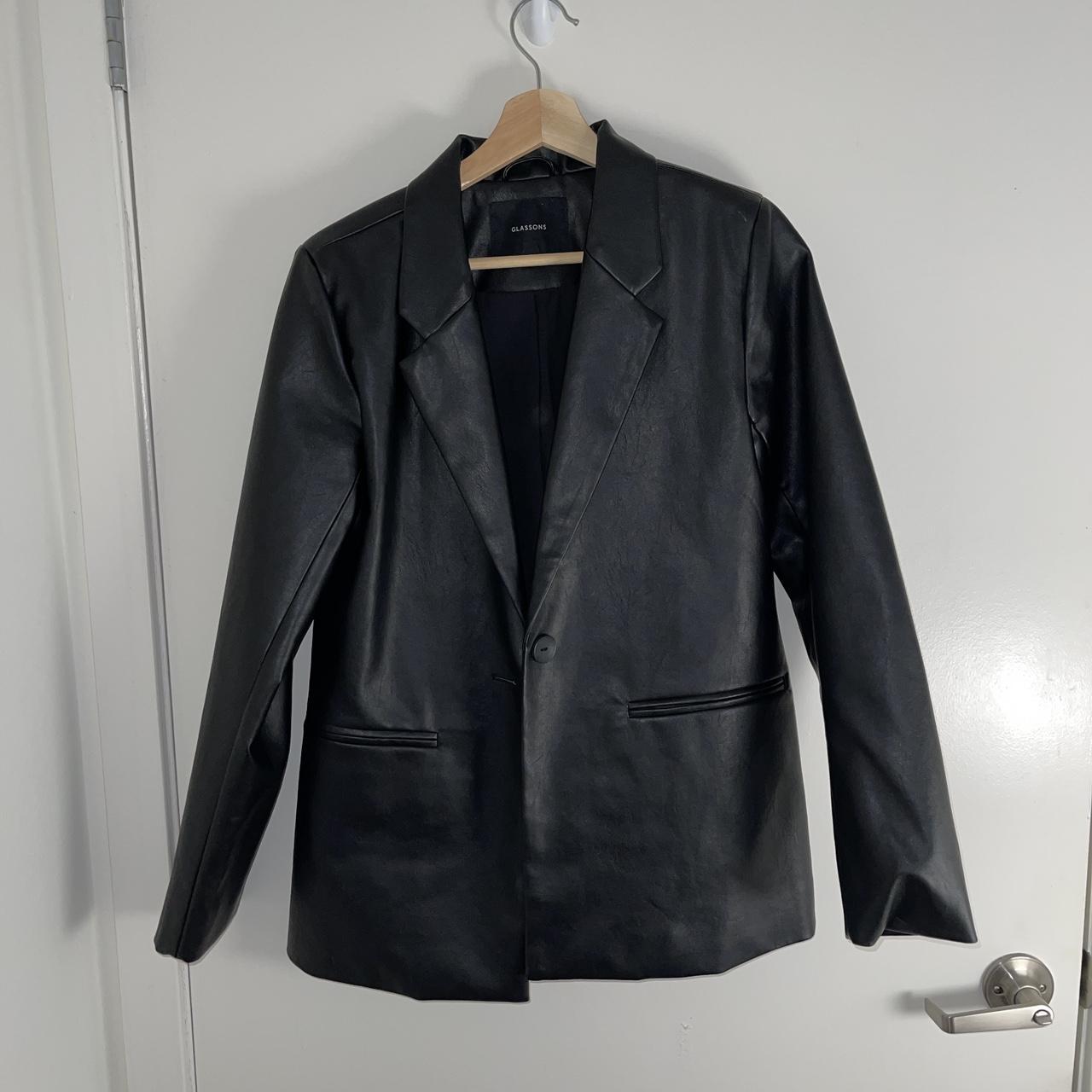 Glassons Faux Leather Black Blazer worn once or... - Depop