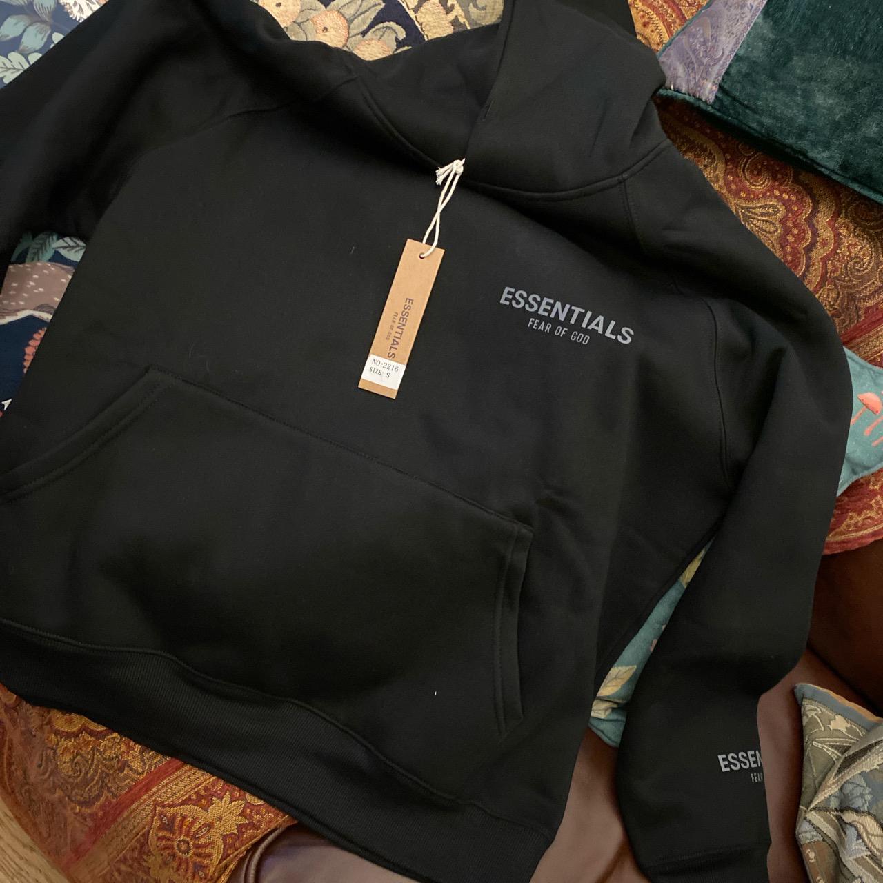 Black essentials hoodie price negotiable - Depop