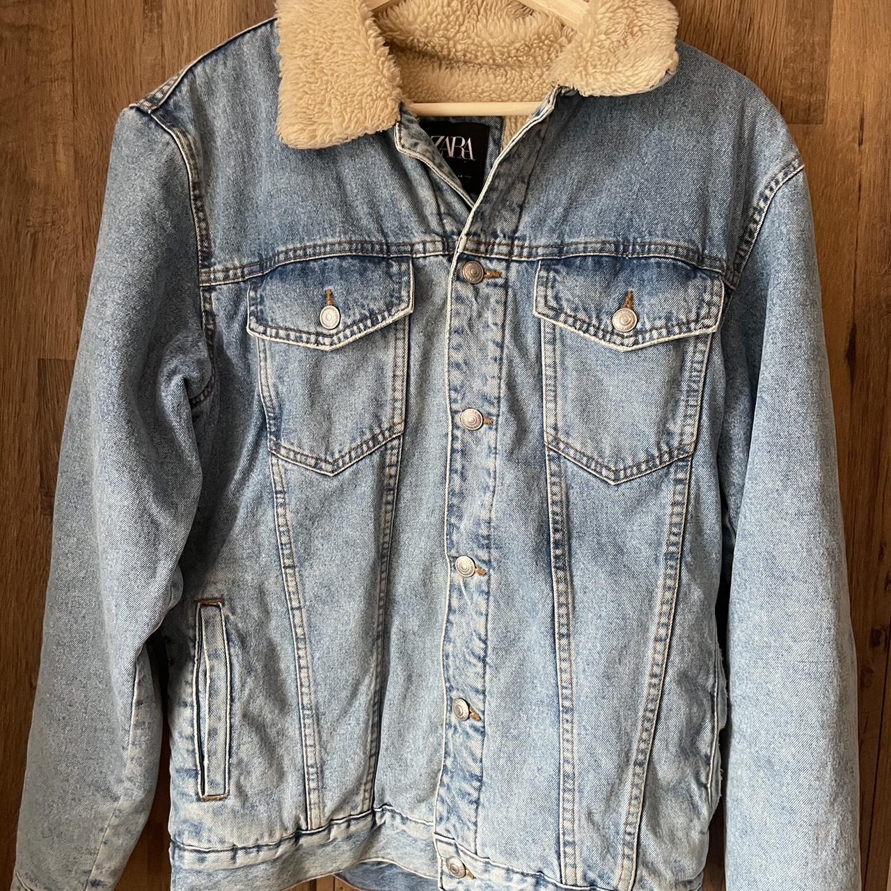 Jean jacket with fur mens zara best sale