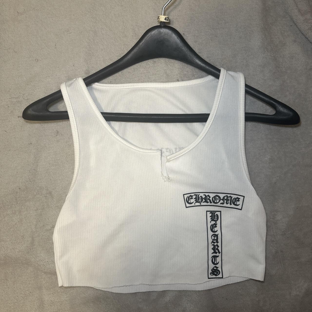 Chrome heart handcart crop top - Depop