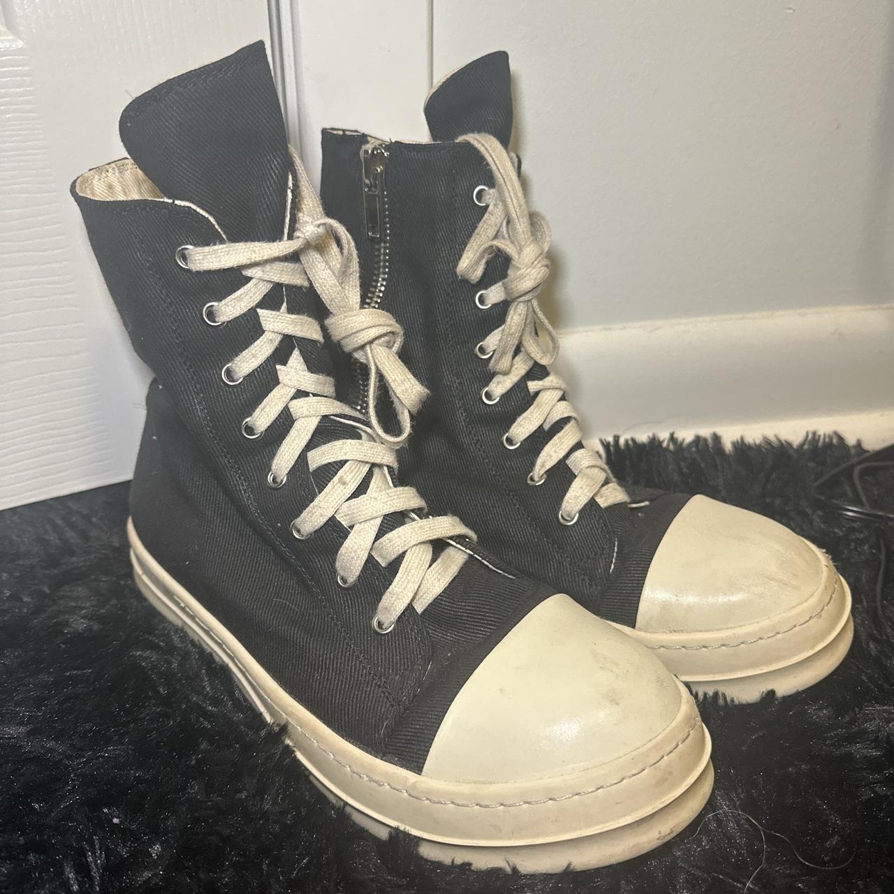 Rick Owen round toe high top sneakers - Depop