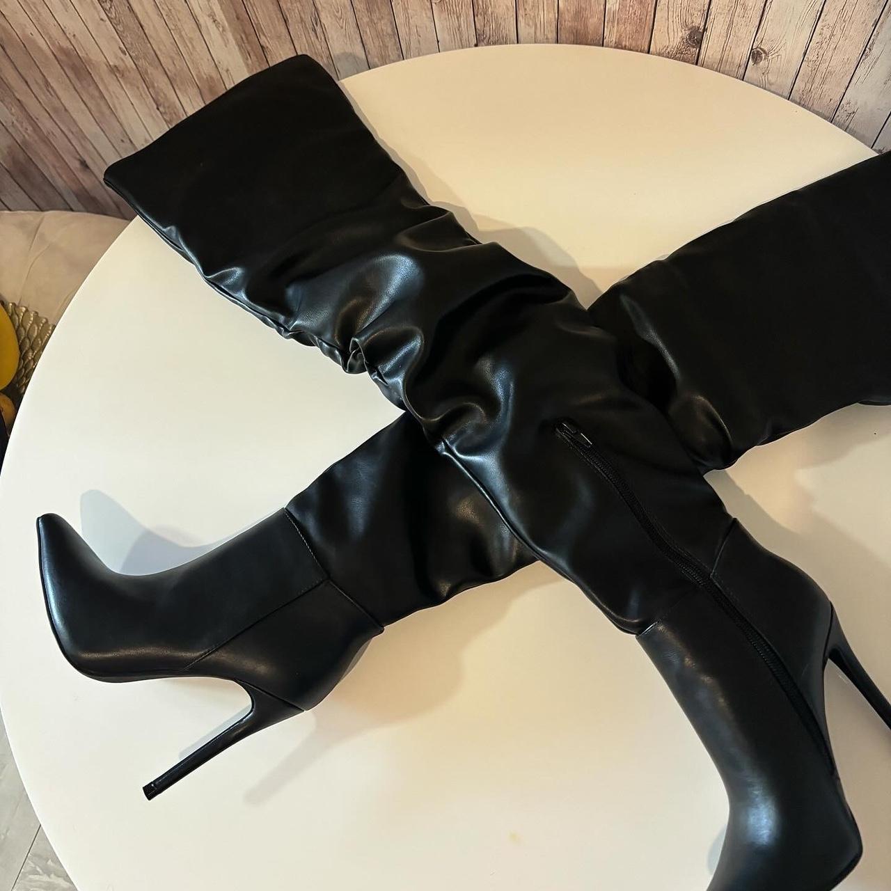 asos black thigh high boots