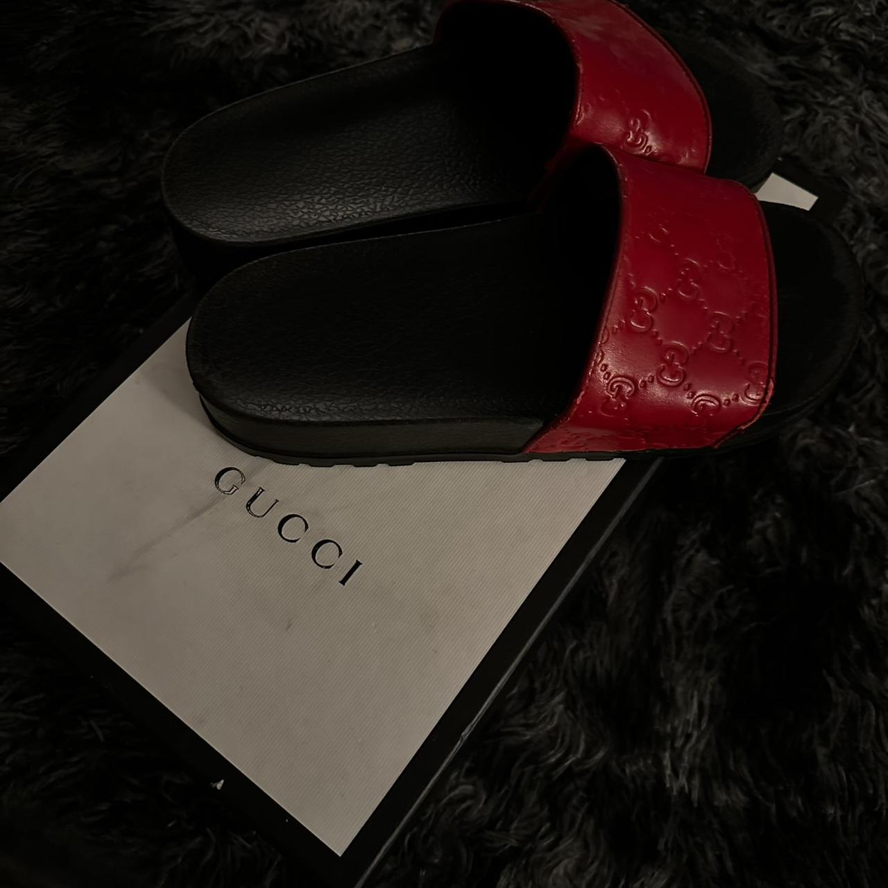 Red gucci clearance signature slides