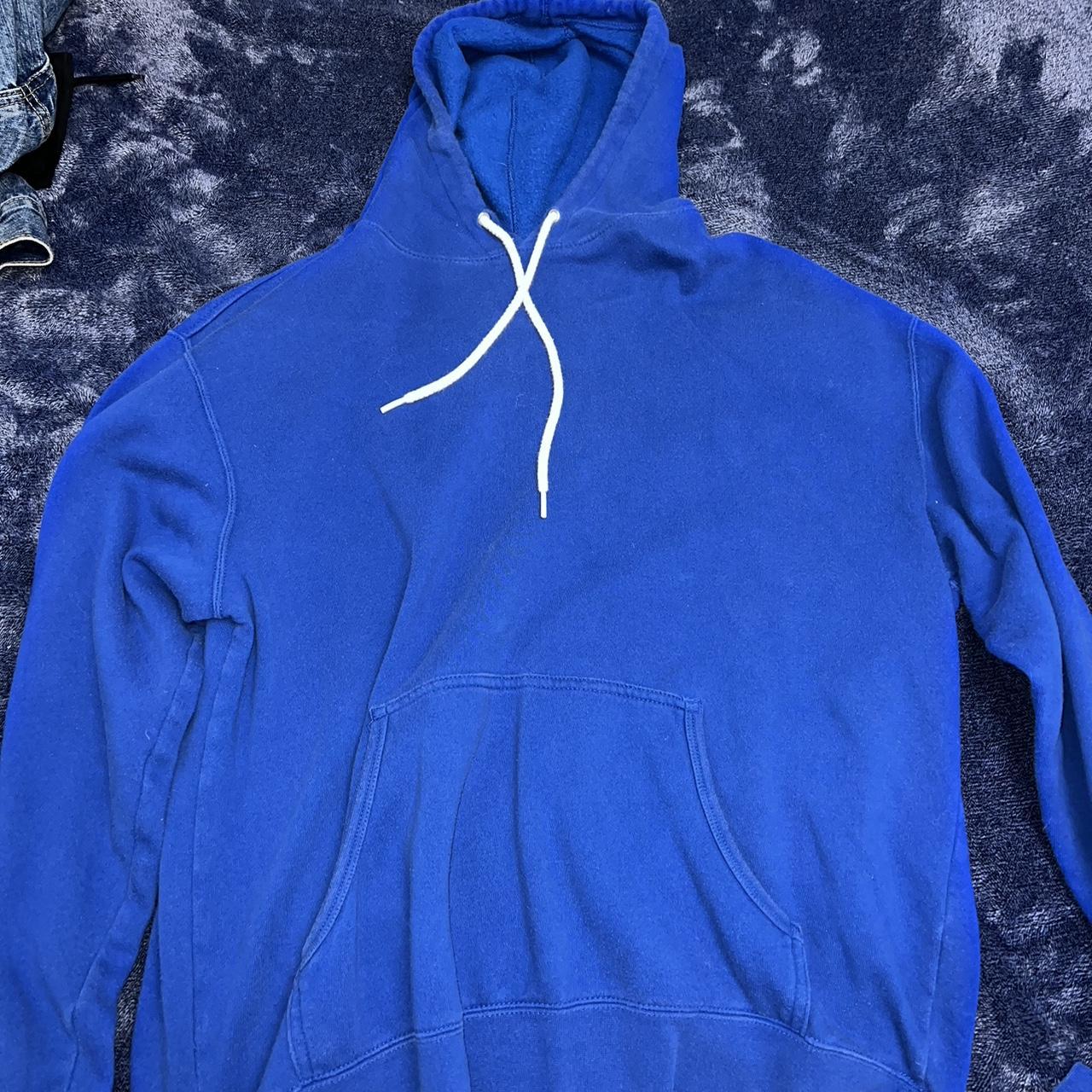 Blue hoodie white strings sale