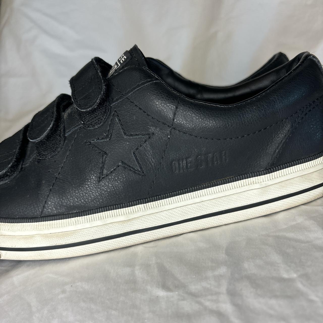 Black leather velcro converse hotsell