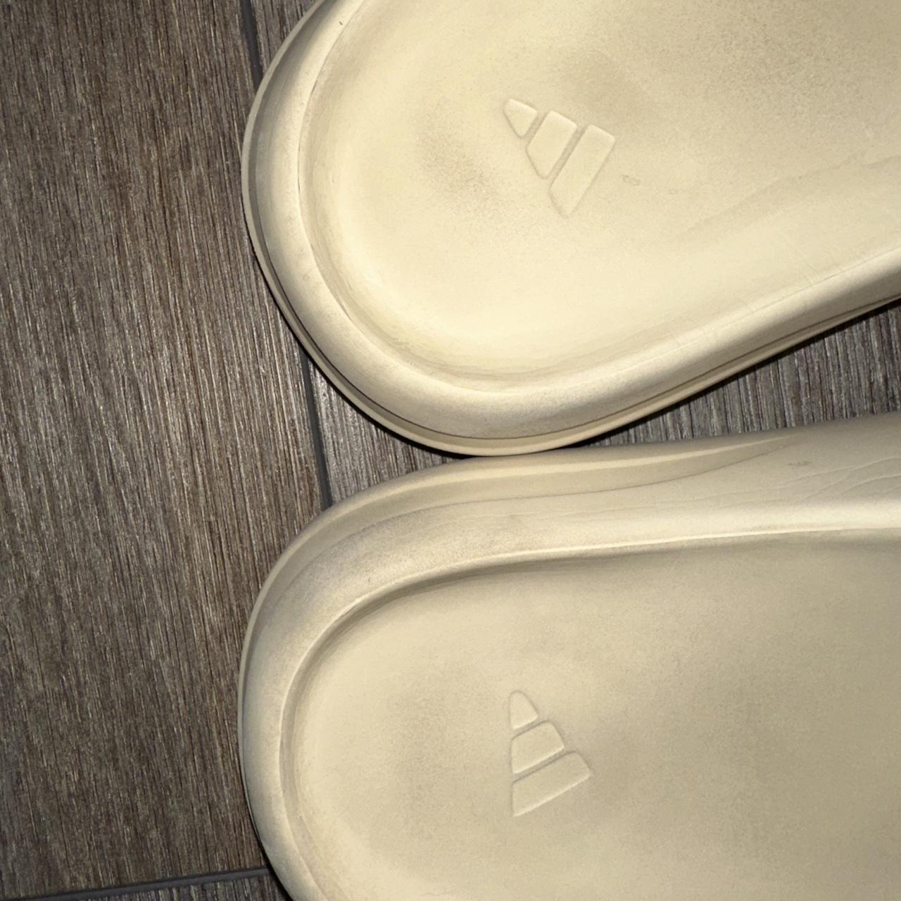 Size 13 bone Yeezys slides selling Becase my sons... - Depop