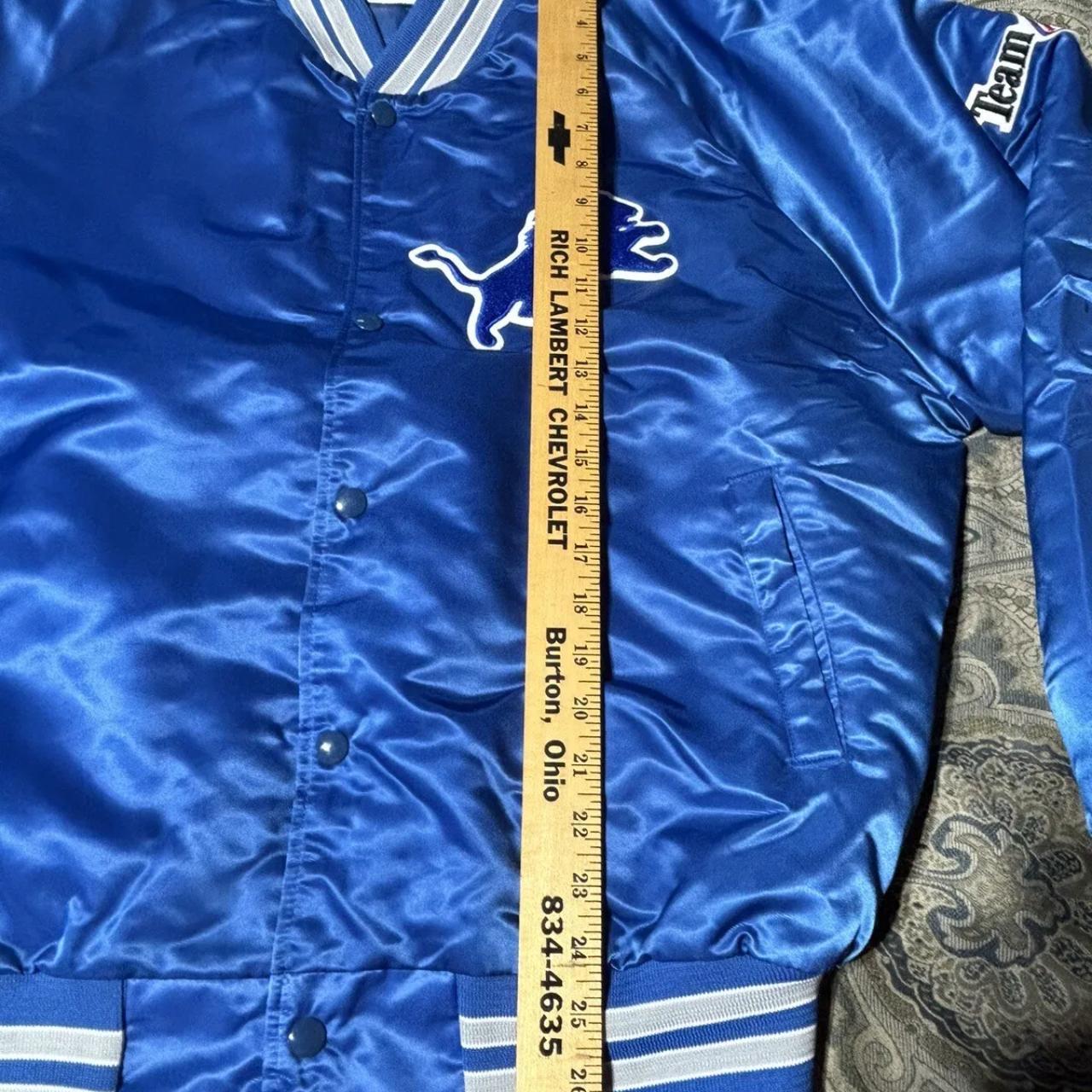 Vintage 90s Detroit Lions Team NFL Chalk Line Bomber... - Depop