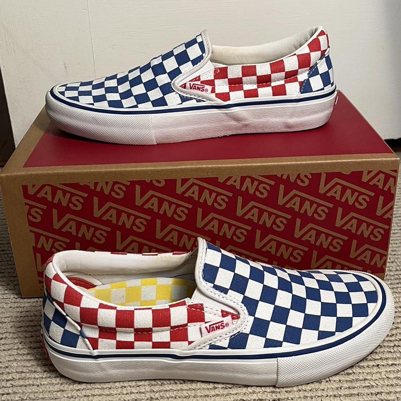 Red slip on shops vans womens