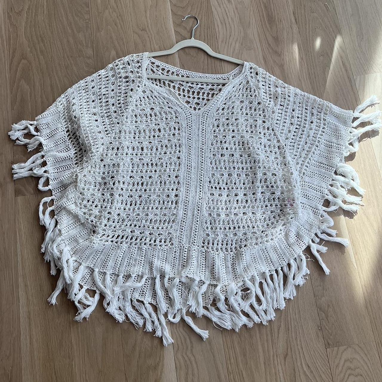 🤍 Calypso St. Bart White Crochet Poncho 🤍 One Size... - Depop